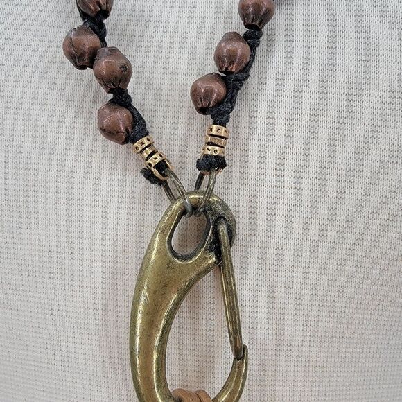 TAT2 Designs Bohemian Long Beaded Carabiner Charm Holder Coin Key Brass Necklace - Picture 11 of 15